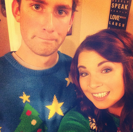 Source: jessmoskaluke / Instagram "Christmas fun starts with ugly sweaters. (I'm too short, but I swear my sweaters ugly, too!)"
